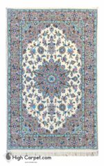فرش دستباف 1.5 متری گل ابریشم کاشان (جفت) کد70033