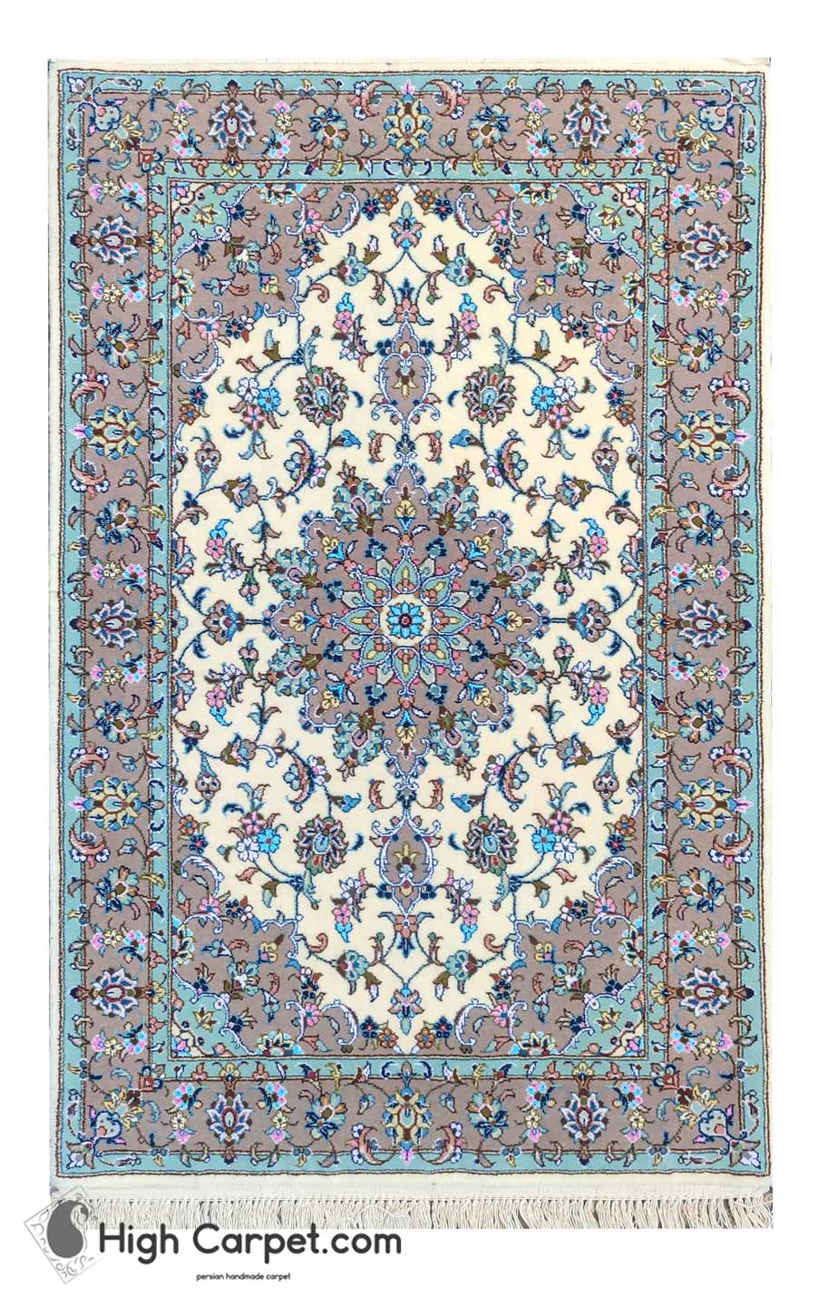 70033 فرش دستباف 1.5 متری گل ابریشم کاشان (جفت) کد70033 - Image 1