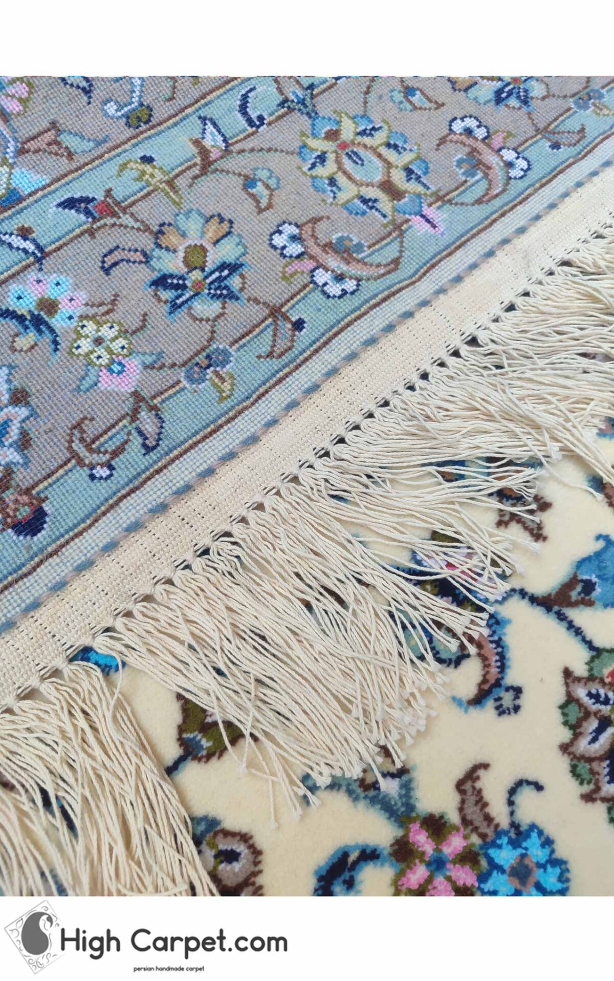 فرش دستباف 1.5 متری گل ابریشم کاشان (جفت) کد70033 - Image 4