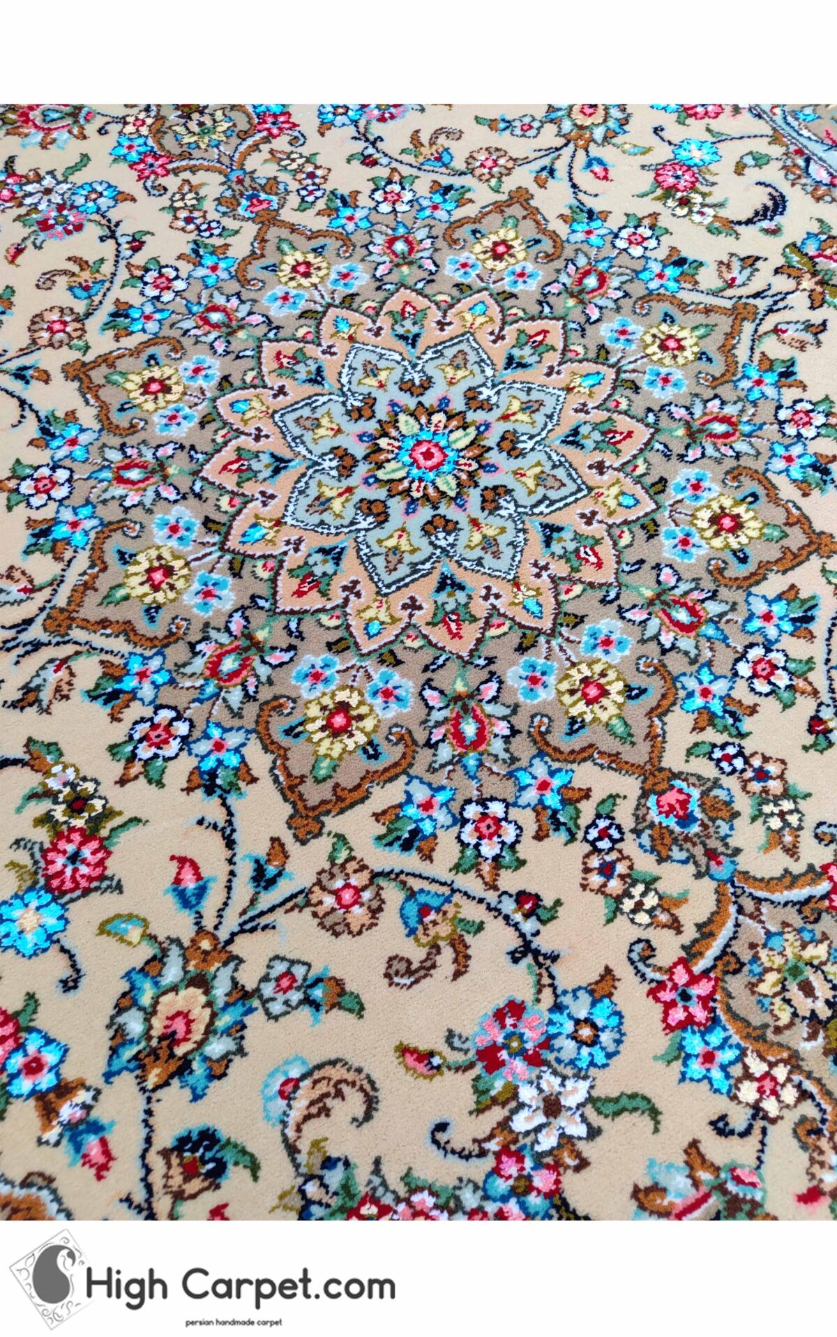 فرش دستباف 1.5 متری کرک و ابریشم کاشان (جفت) کد70032 - Image 3