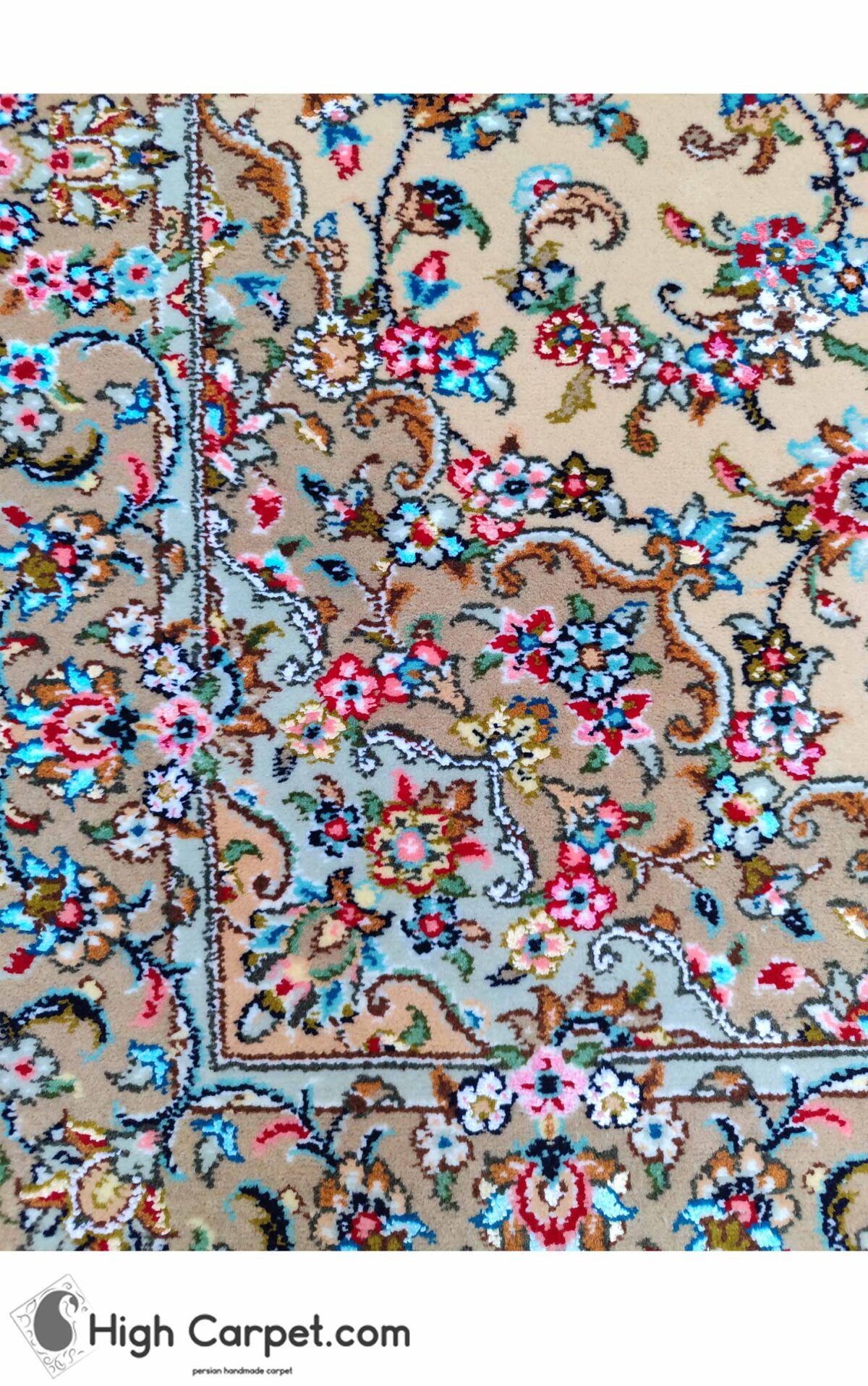 فرش دستباف 1.5 متری کرک و ابریشم کاشان (جفت) کد70032 - Image 4