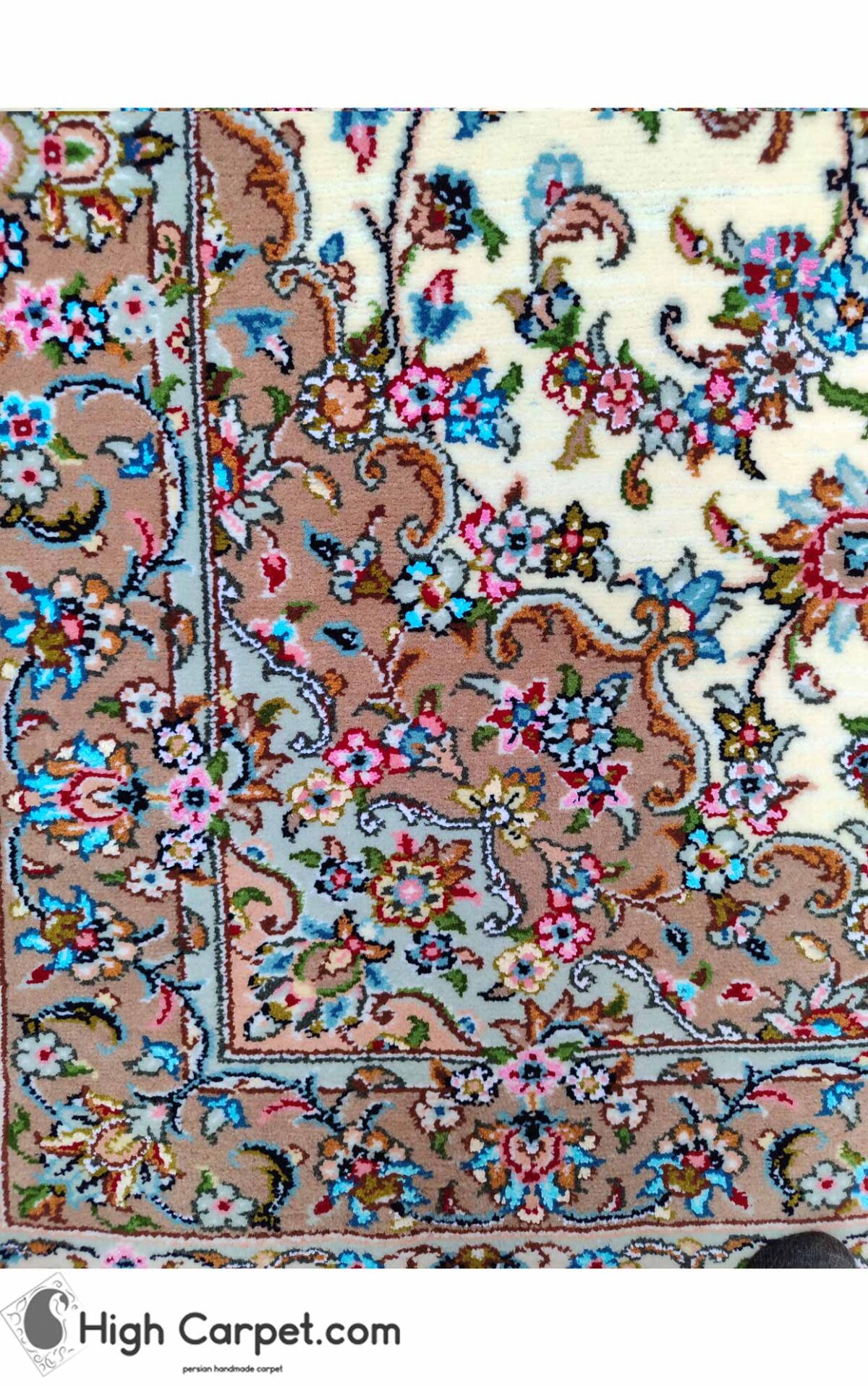 فرش دستباف 1.5 متری کرک و ابریشم کاشان (جفت) کد70031 - Image 4