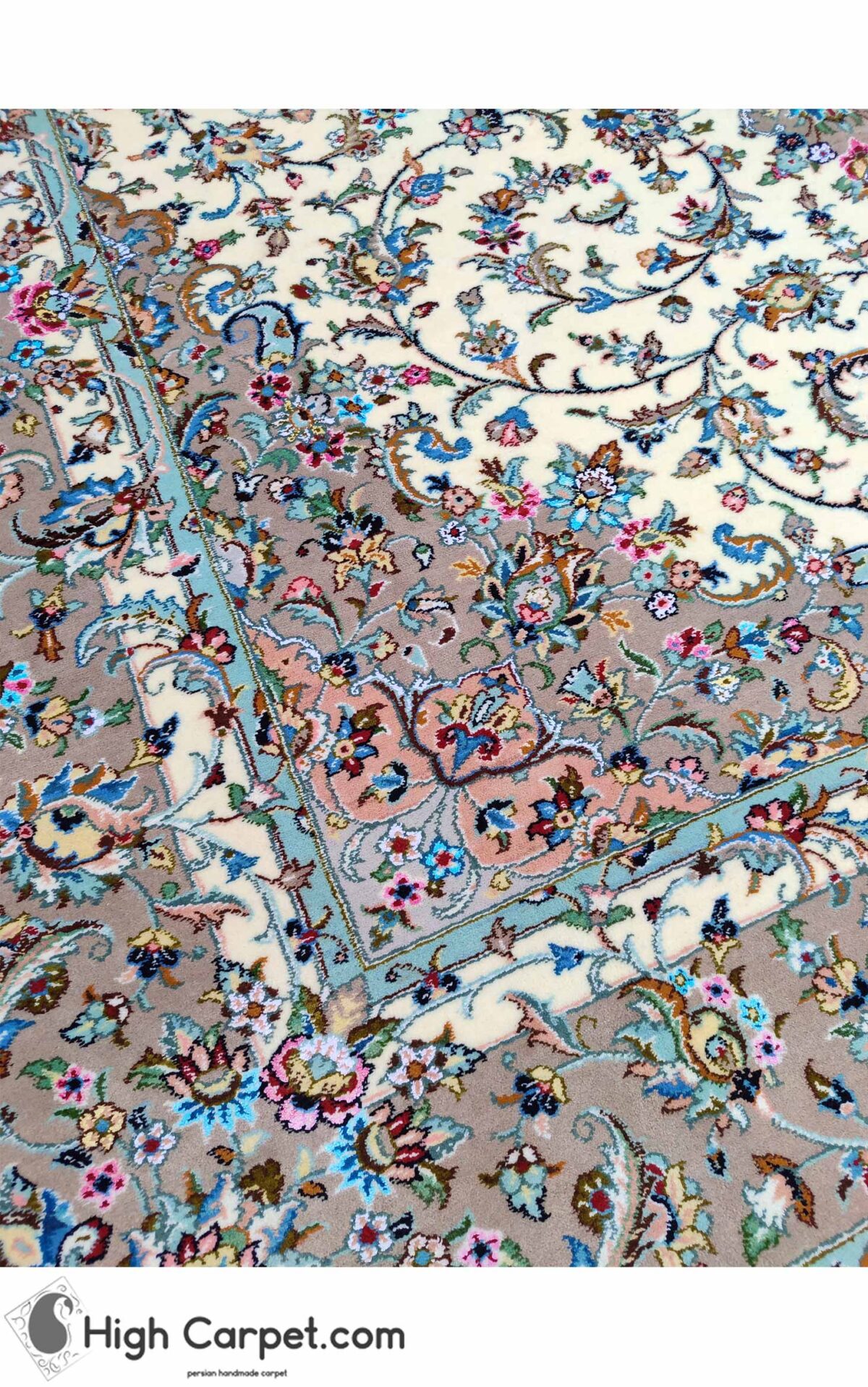 فرش دستباف نه متری کاشان گل ابریشم (جفت) کد70027 - Image 4