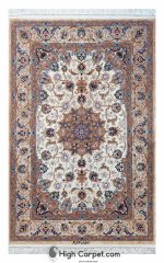 فرش دستباف 1.5 متری اصفهان دو کف ابریشم کد 034273