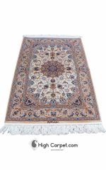 فرش دستباف 1.5 متری اصفهان دو کف ابریشم کد 034273 - Image 2