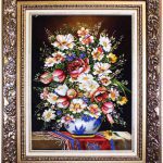 تابلو فرش دستباف گل و گلدان کد 014292