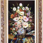 تابلو فرش دستباف گل و گلدان کد 014295