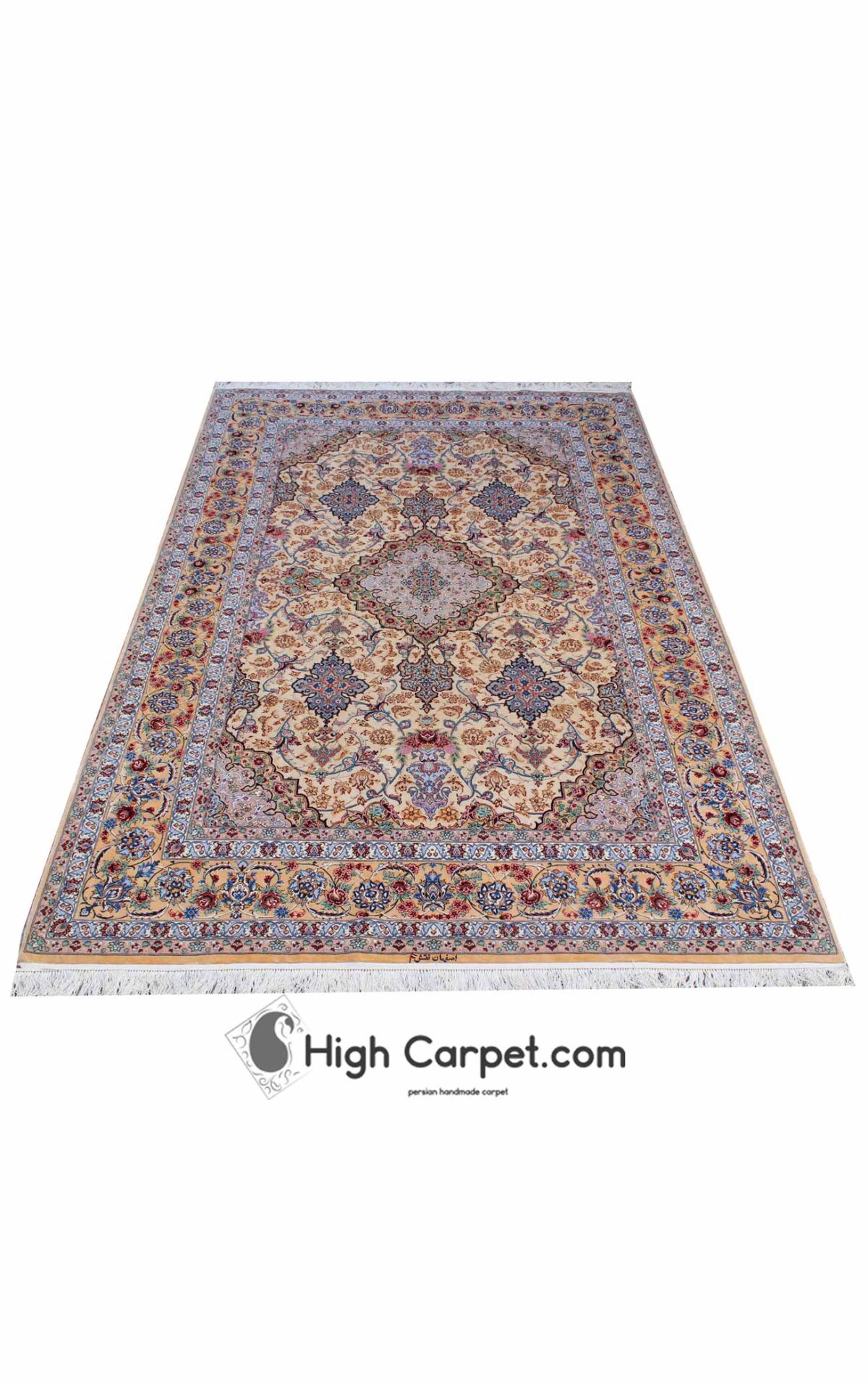 فرش دستباف شش متری کرک و ابریشم اصفهان کد054479 - Image 2