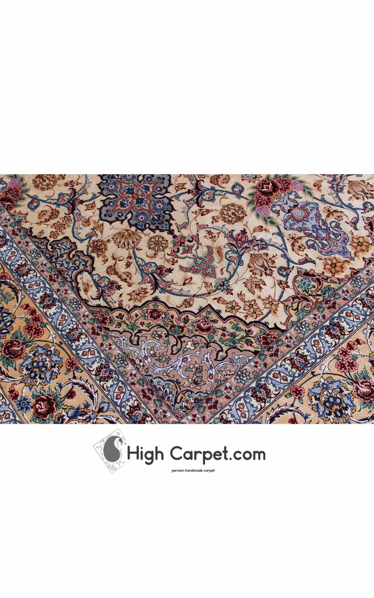 فرش دستباف شش متری کرک و ابریشم اصفهان کد054479 - Image 4