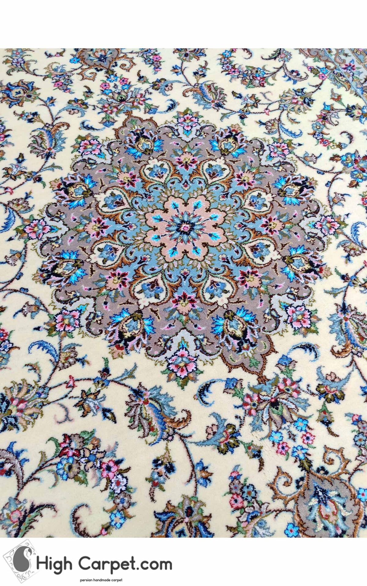 فرش دستباف نه متری کاشان گل ابریشم (جفت) کد70028 - Image 3