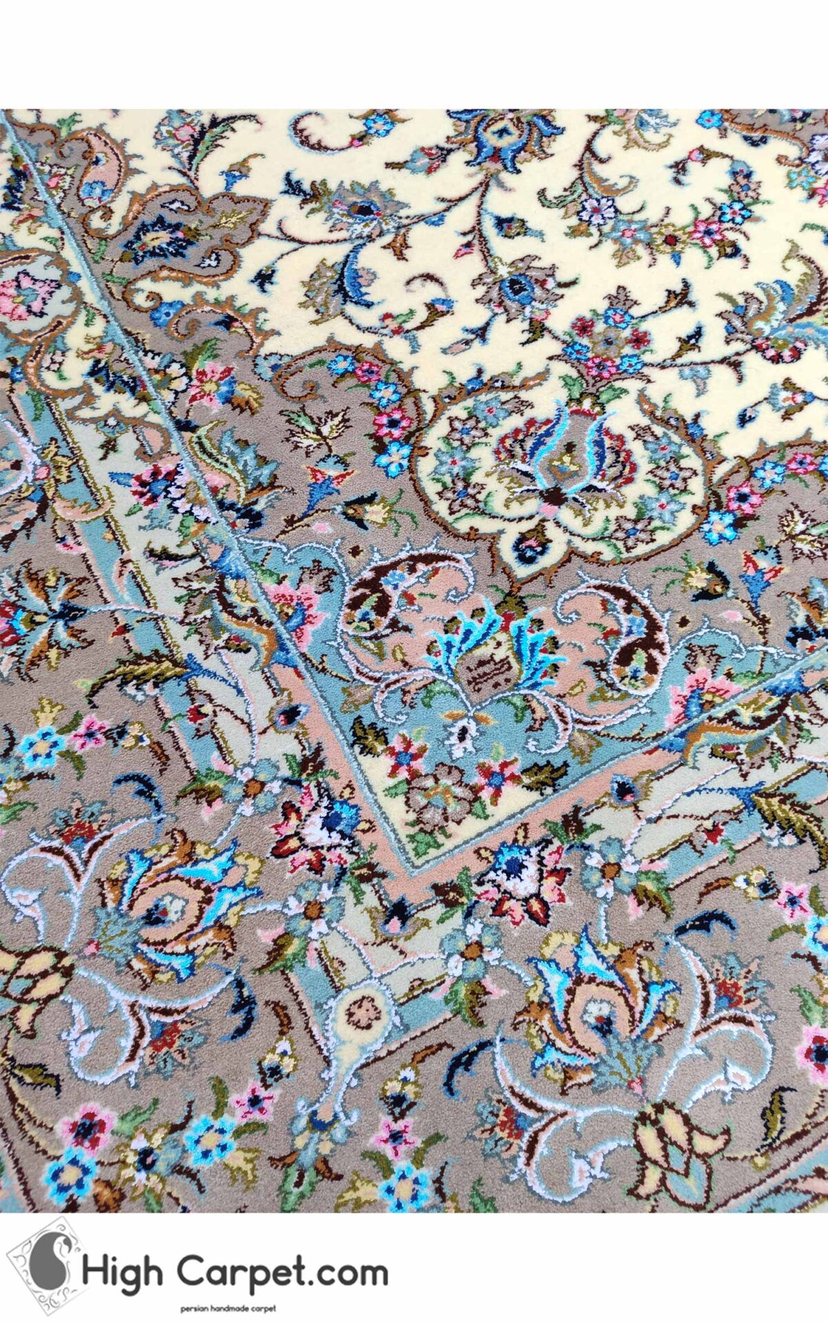 فرش دستباف نه متری کاشان گل ابریشم (جفت) کد70028 - Image 4