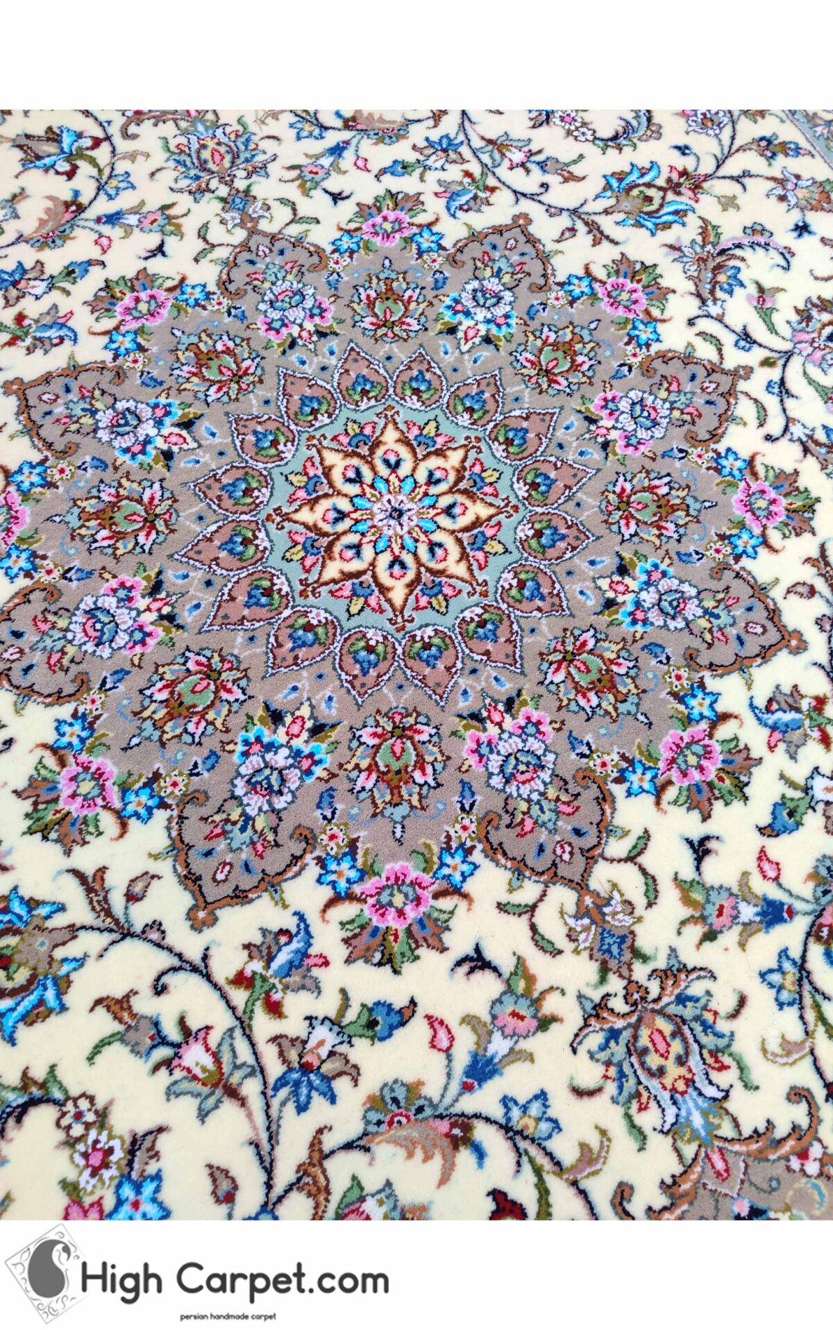 فرش دستباف شش متری کاشان گل ابریشم (جفت) کد70023 - Image 3