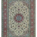 فرش دستباف شش متری کاشان پشم گل ابریشم کد 054784 (جفت)