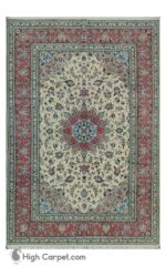 فرش دستباف شش متری کاشان پشم گل ابریشم کد 054784 (جفت)